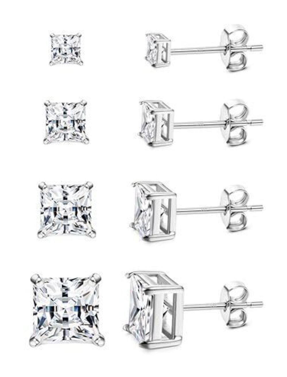 3321 Cubic Zirconia Stud Earrings 18K White Gold Plated Hypoallergenic